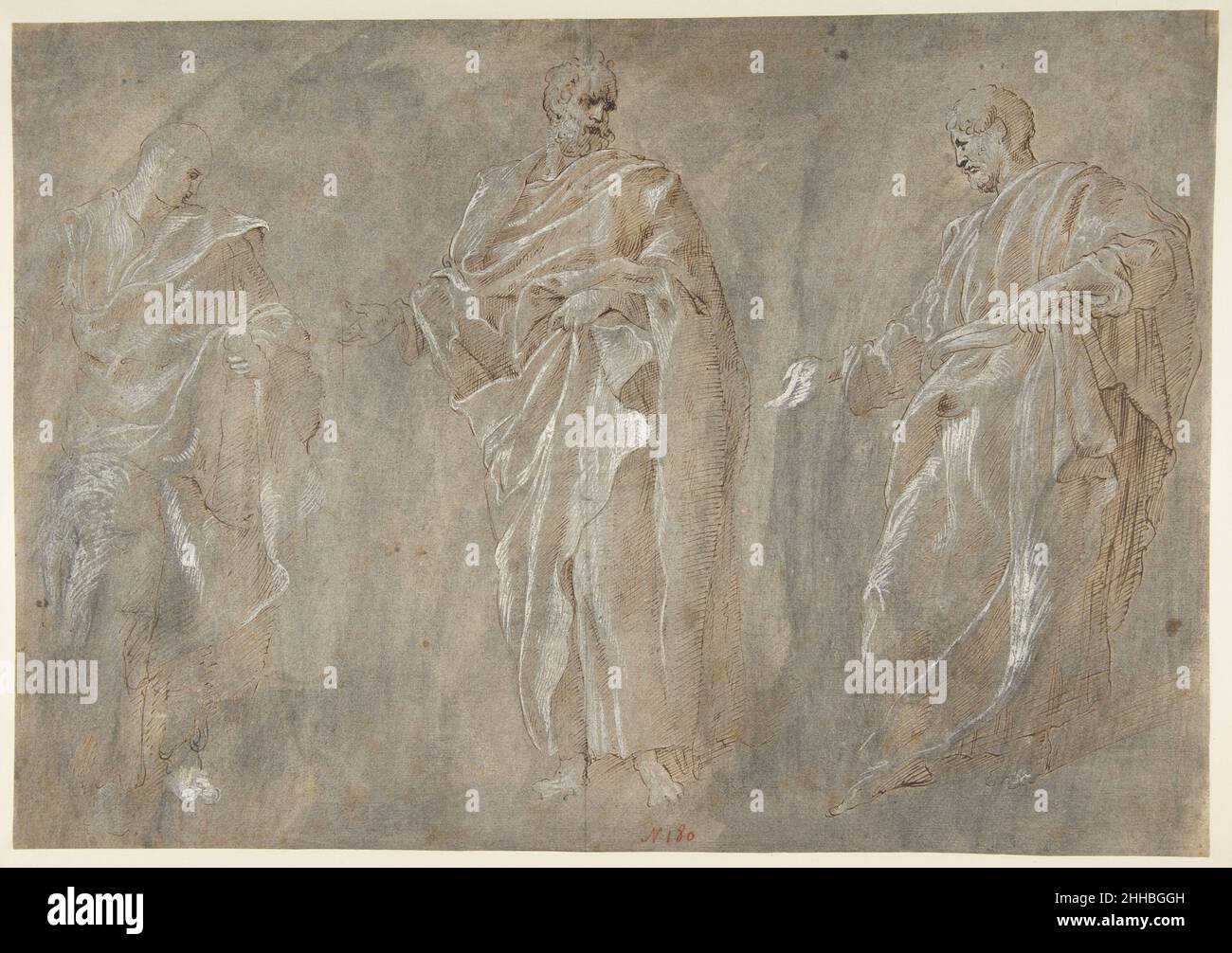 Tre figure in piedi 16th secolo dopo Francesco Primaticcio italiano. Tre cifre in piedi 339960 Foto Stock