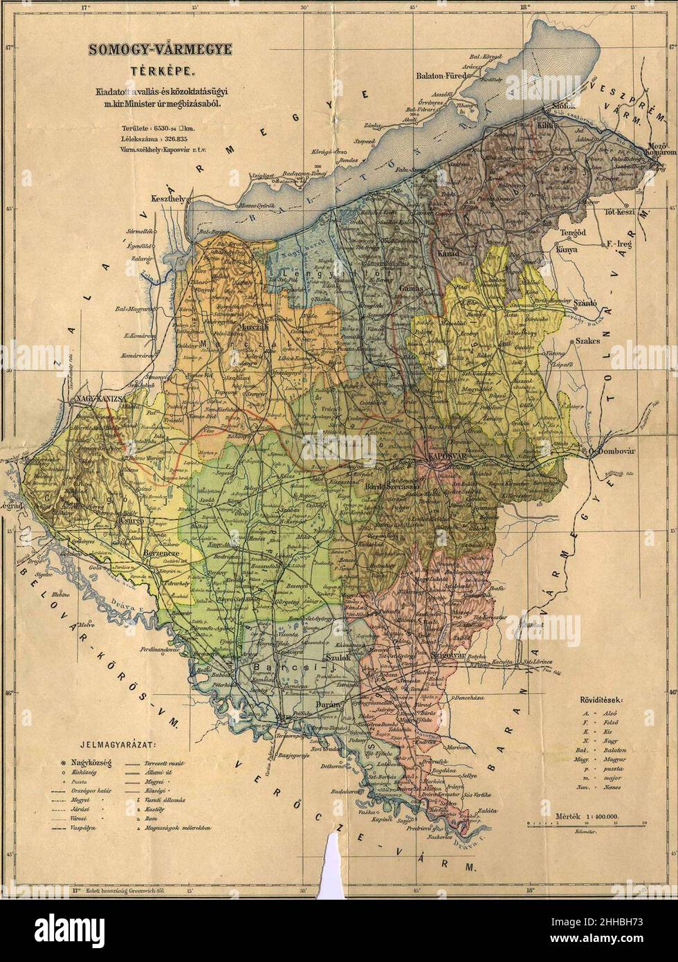 Mappa amministrativa della contea di Somogy. Foto Stock