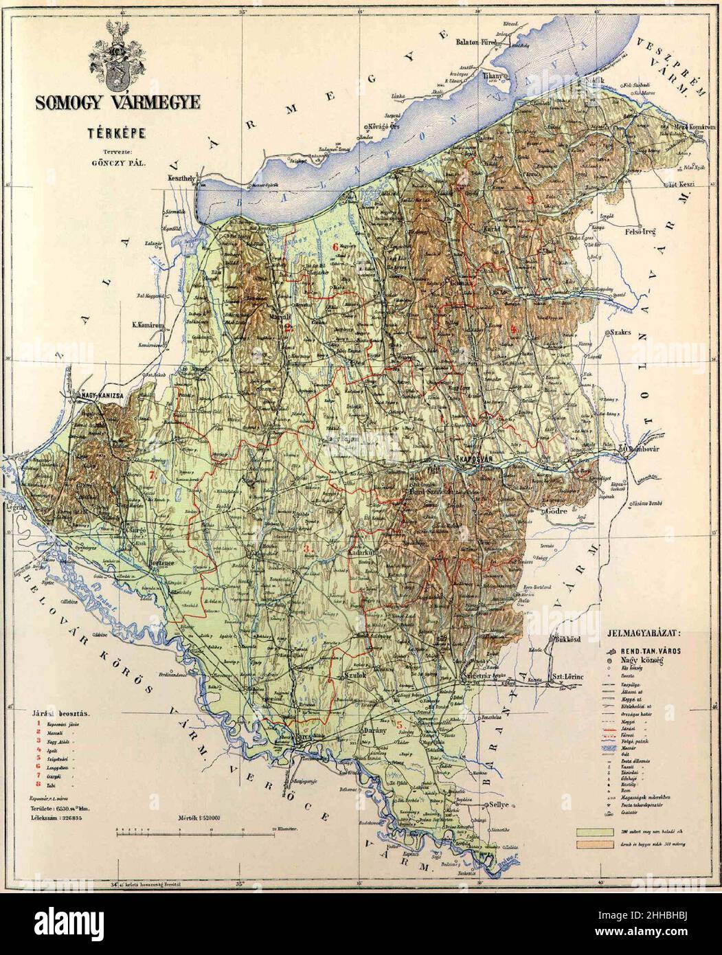 Mappa della contea di Somogy. Foto Stock