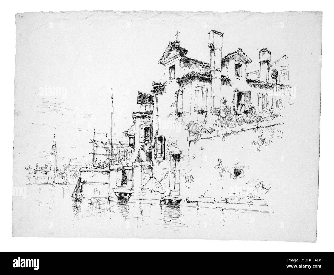 Disegno di Venezia 1885 Andrew Fisher Bunner. Schizzo di Venezia. Andrew Fisher Bunner (1841-1897). Americano. 1885. Inchiostro nero su carta biancastra Foto Stock