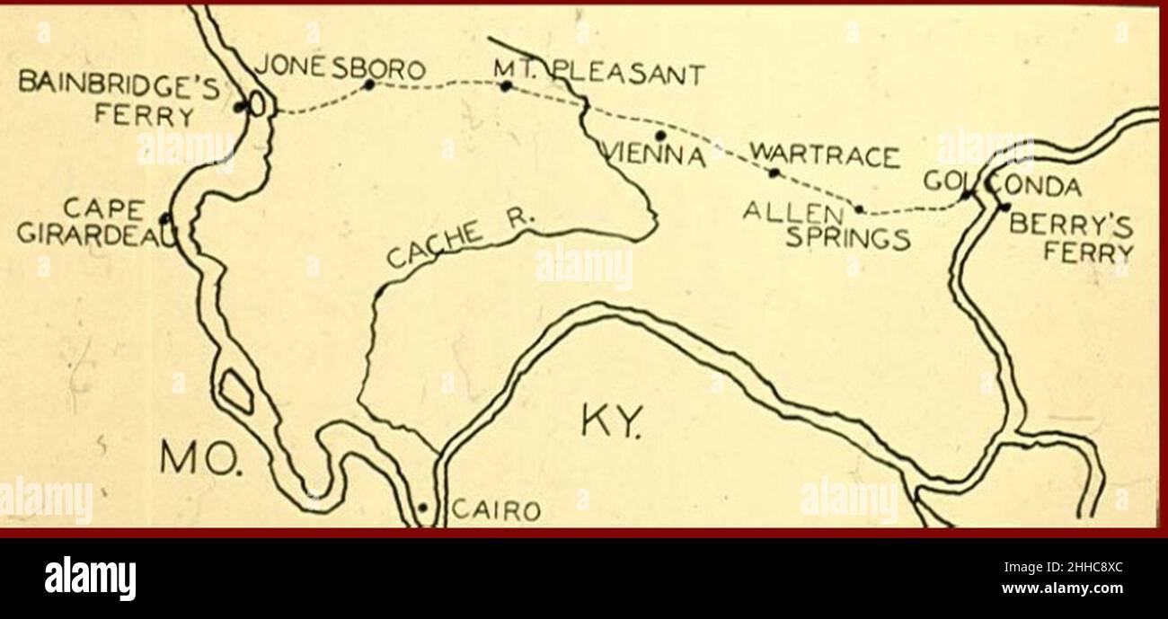 Mappa Southern Illinois Trail of Tears. Foto Stock