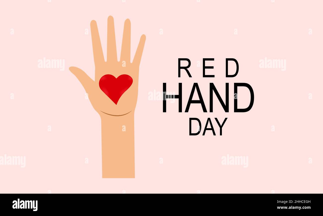 Giorno della mano rossa. Modello vettoriale per banner, biglietti, poster, sfondo. Illustrazione Vettoriale