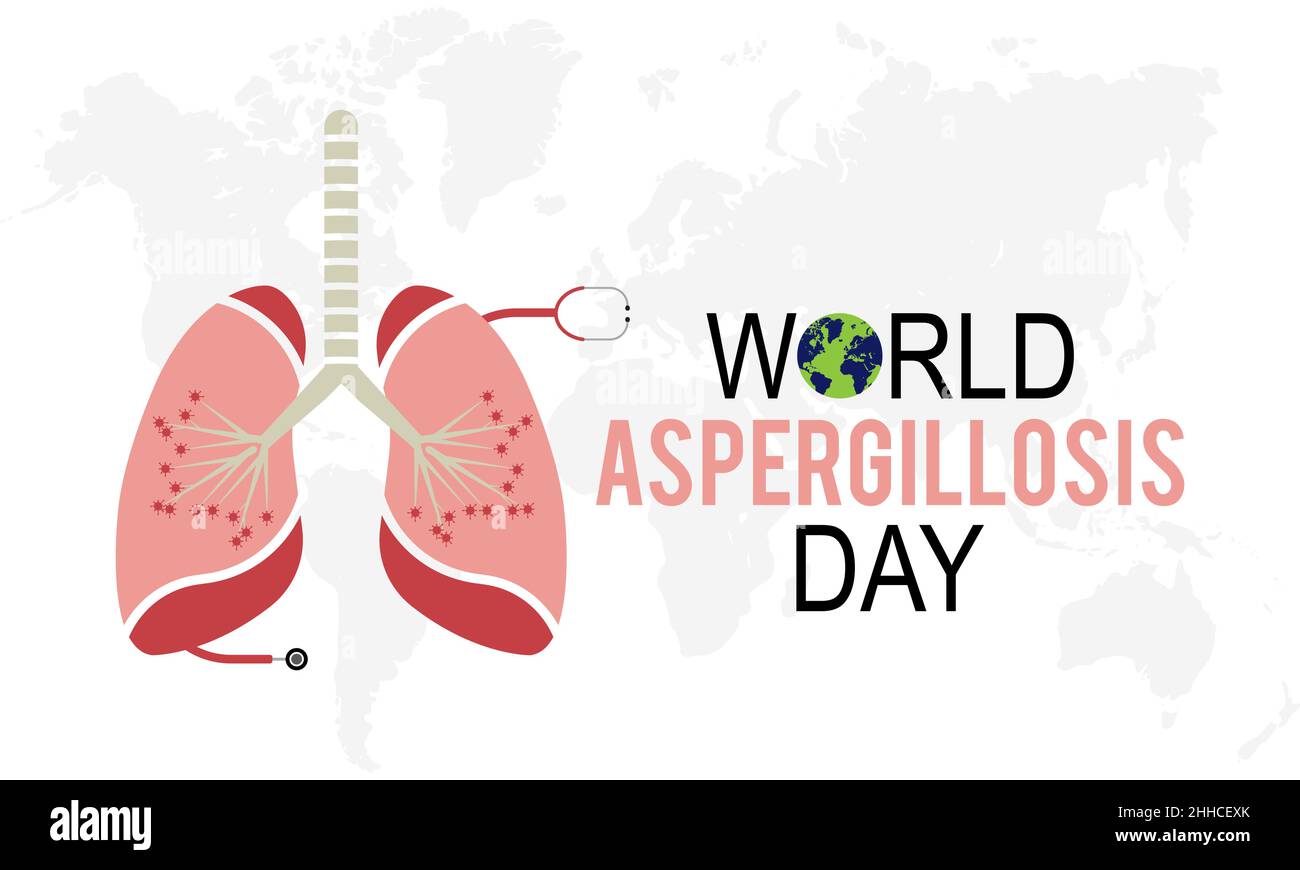 Giorno di aspergillosi mondiale. Modello vettoriale per il concetto medico per banner, cartoncino, poster, sfondo. Illustrazione Vettoriale