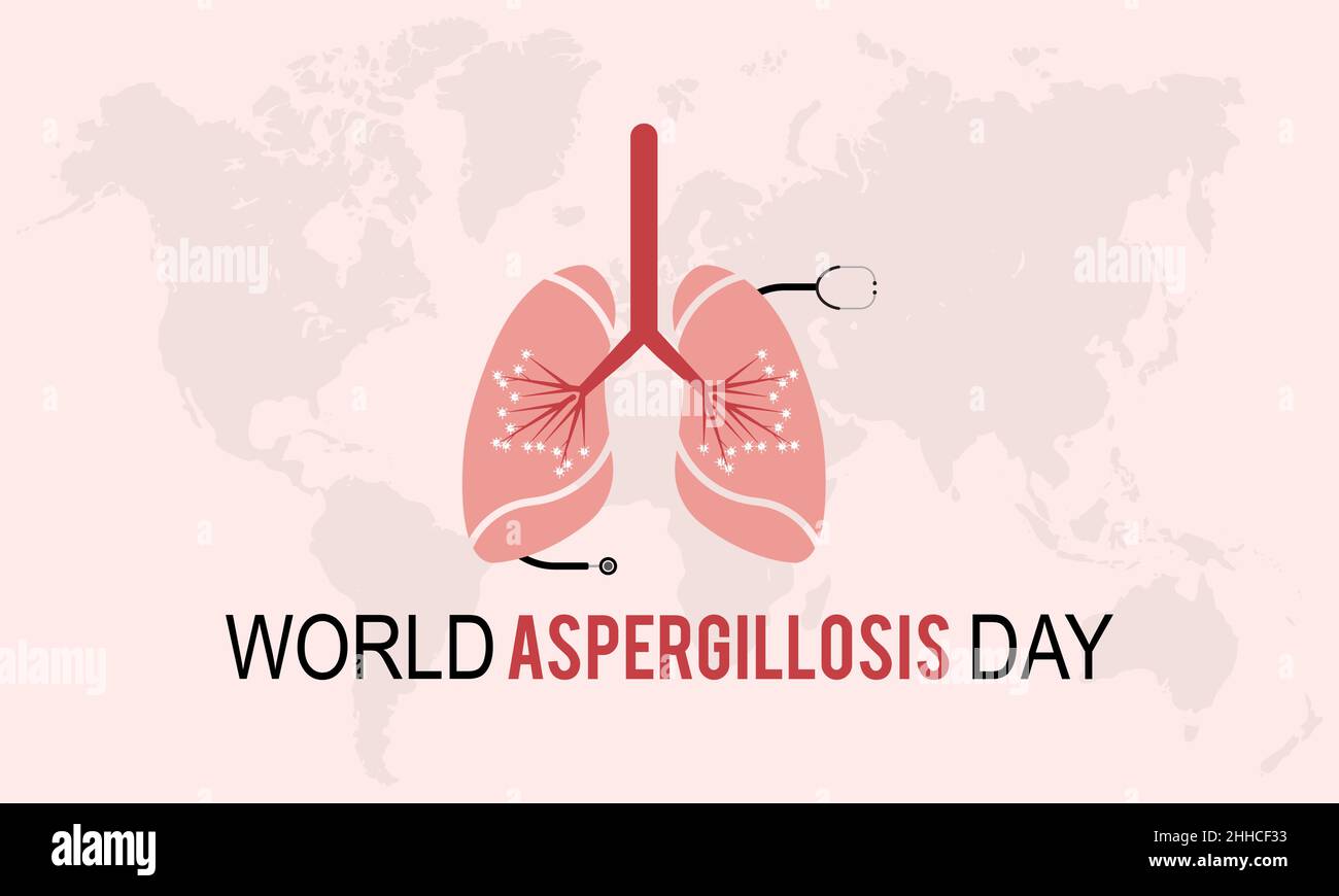 Giorno di aspergillosi mondiale. Modello vettoriale per il concetto medico per banner, cartoncino, poster, sfondo. Illustrazione Vettoriale