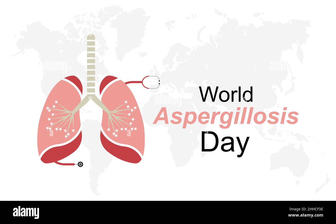 Giorno di aspergillosi mondiale. Modello vettoriale per il concetto medico per banner, cartoncino, poster, sfondo. Illustrazione Vettoriale