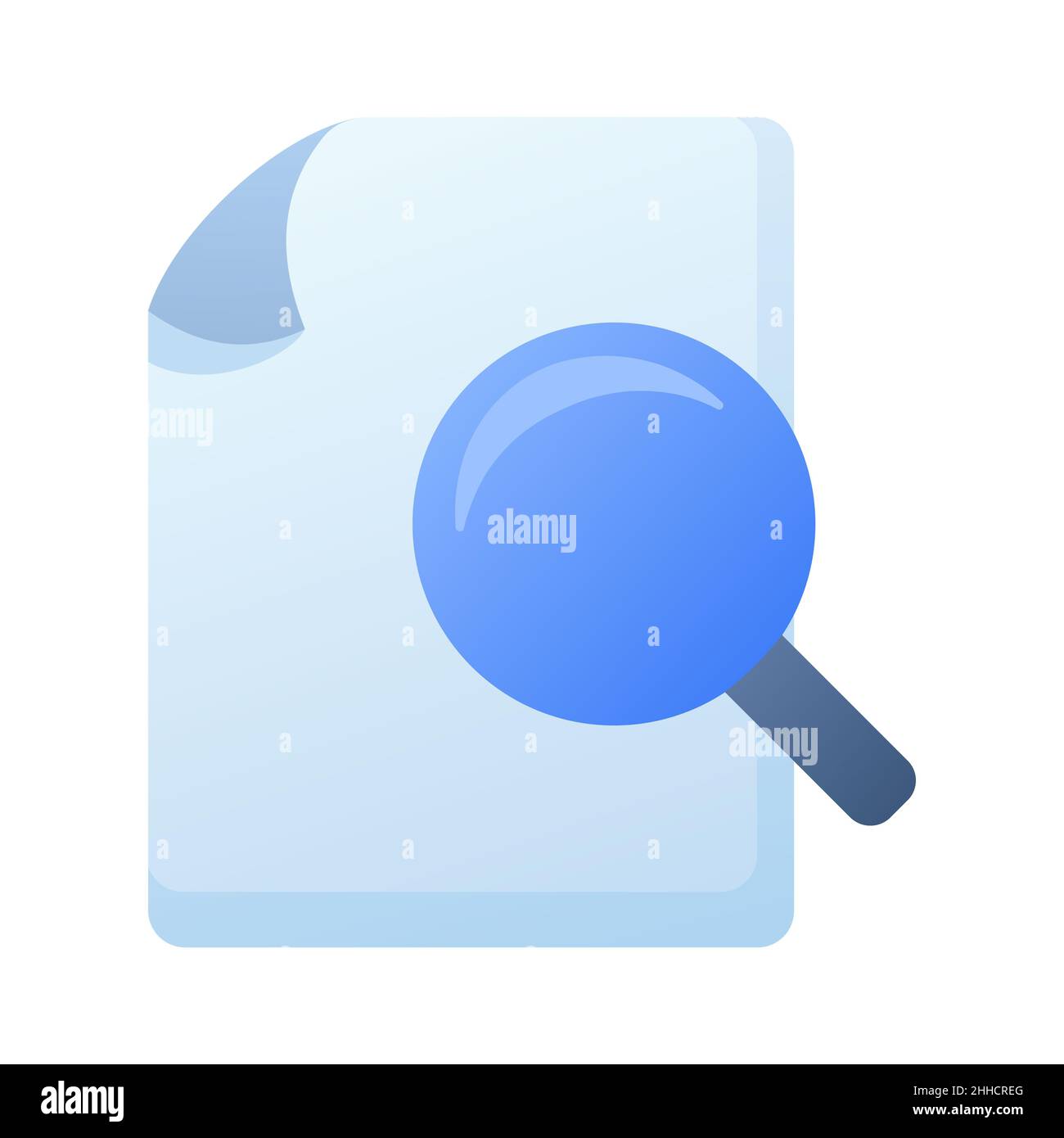 ricerca pagina carta file documento trova lente di ingrandimento singola icona isolata con disegno vettoriale stile uniforme Foto Stock