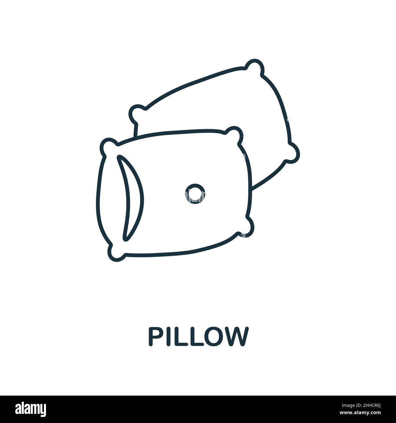 Icona cuscino. Elemento linea dalla collezione home rest. Simbolo di icona del pillow lineare per il web design, l'infografia e altro ancora. Illustrazione Vettoriale