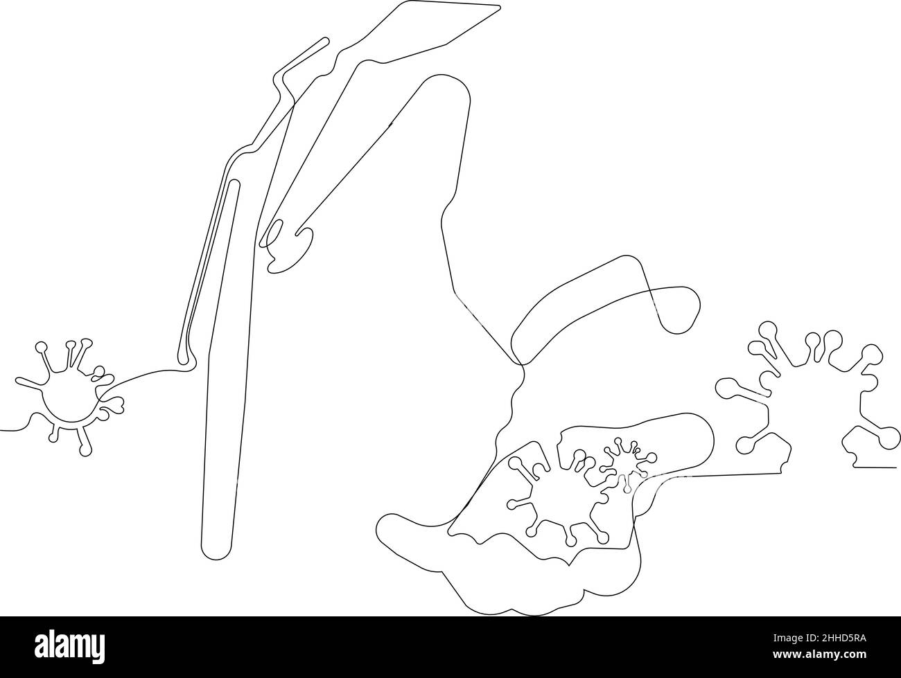 Medico circondato da virus in laboratorio Illustrazione Vettoriale