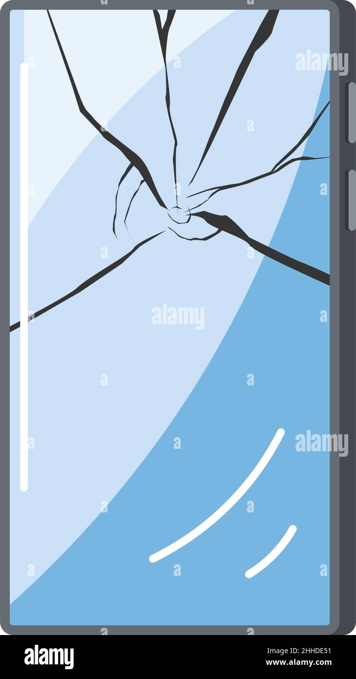 Smartphone danneggiato con vetro dello schermo danneggiato Illustrazione Vettoriale
