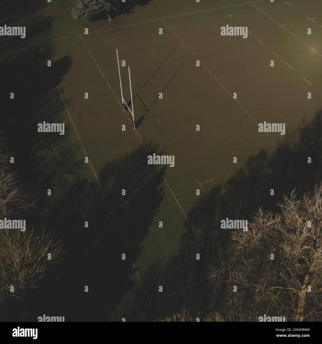 Vista generale di piazzole di rugby da un drone Foto Stock