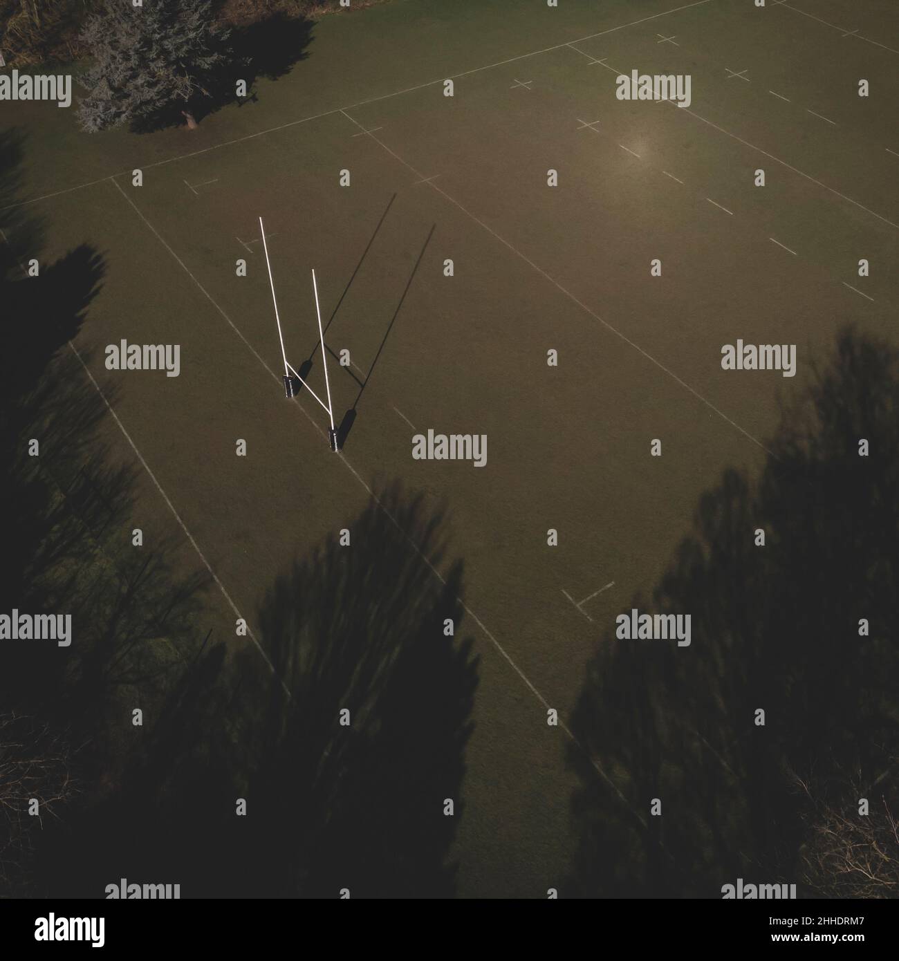 Vista generale di piazzole di rugby da un drone Foto Stock