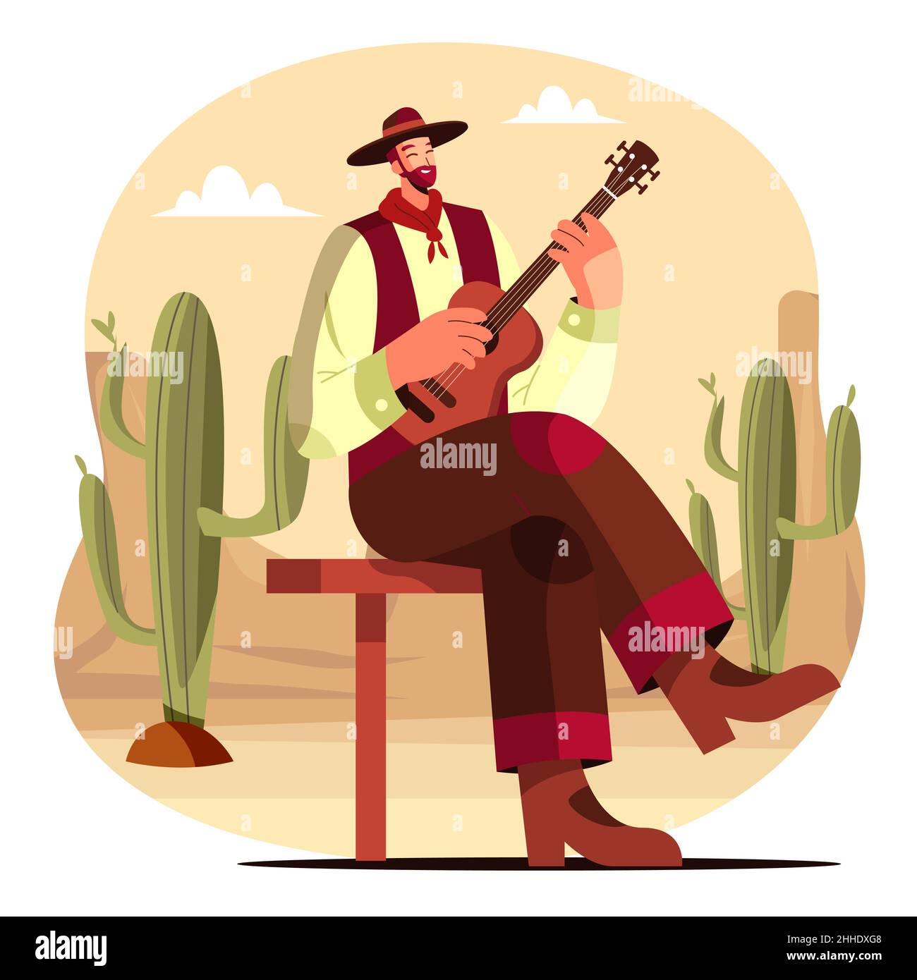 Disegno piatto gaucho cowboy illustrazione Vector illustrazione. Illustrazione Vettoriale