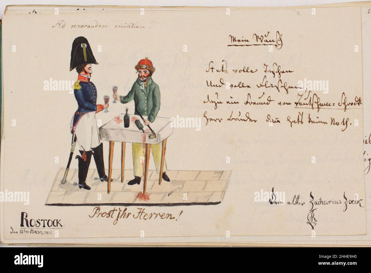 Stammbuch Beselin Eintrag Zoelck 1815. Foto Stock