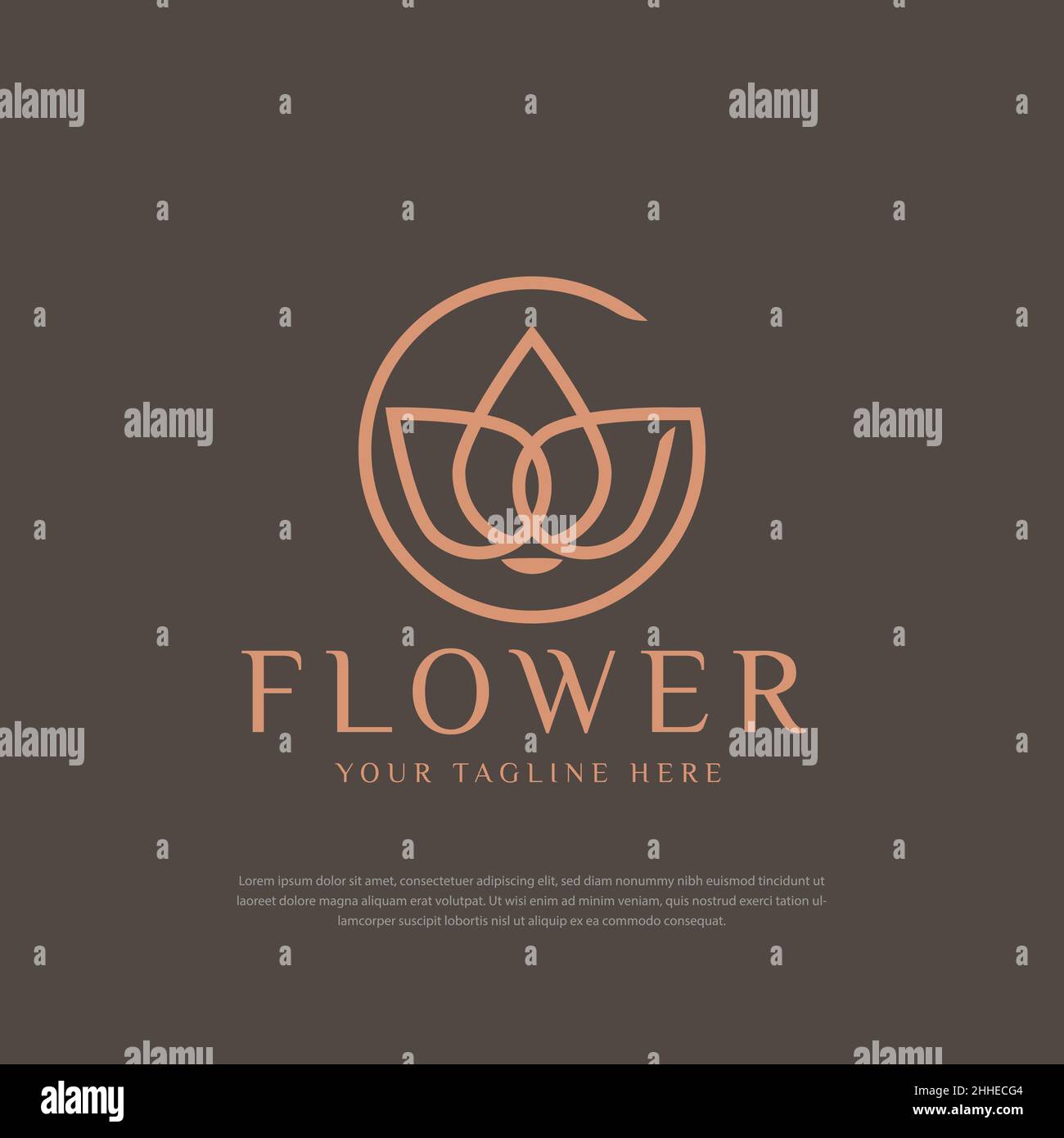 Lotus Flower Abstract Logo Beauty Salon Spa cosmetici marchio Linear Style Illustrazione Vettoriale
