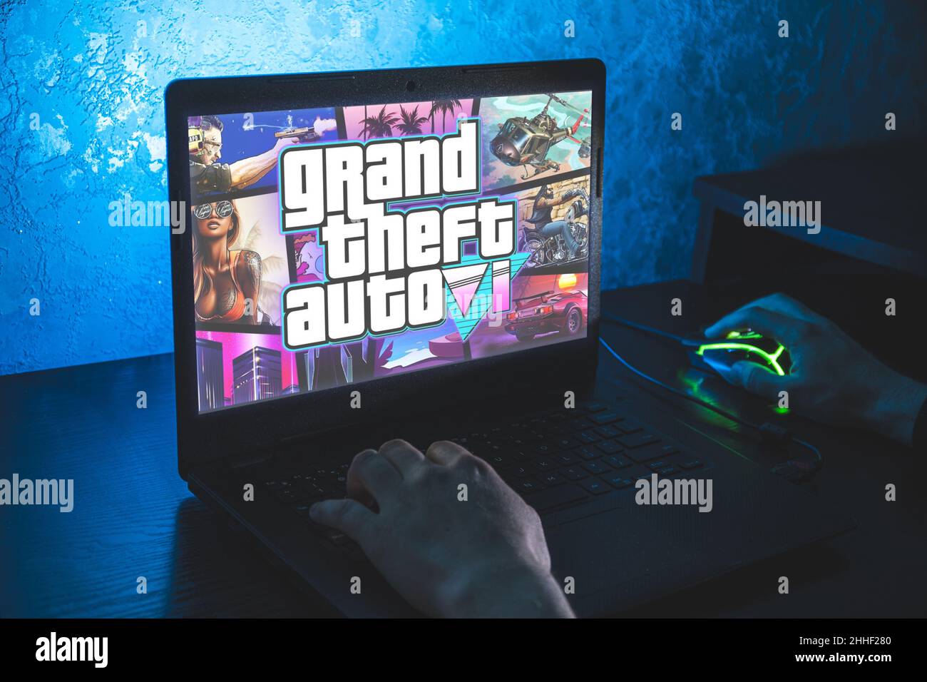 Grand Theft Auto VI videogioco. Il punto di vista dei videogiochi su PC.  Gioco di computer video gioco Foto stock - Alamy