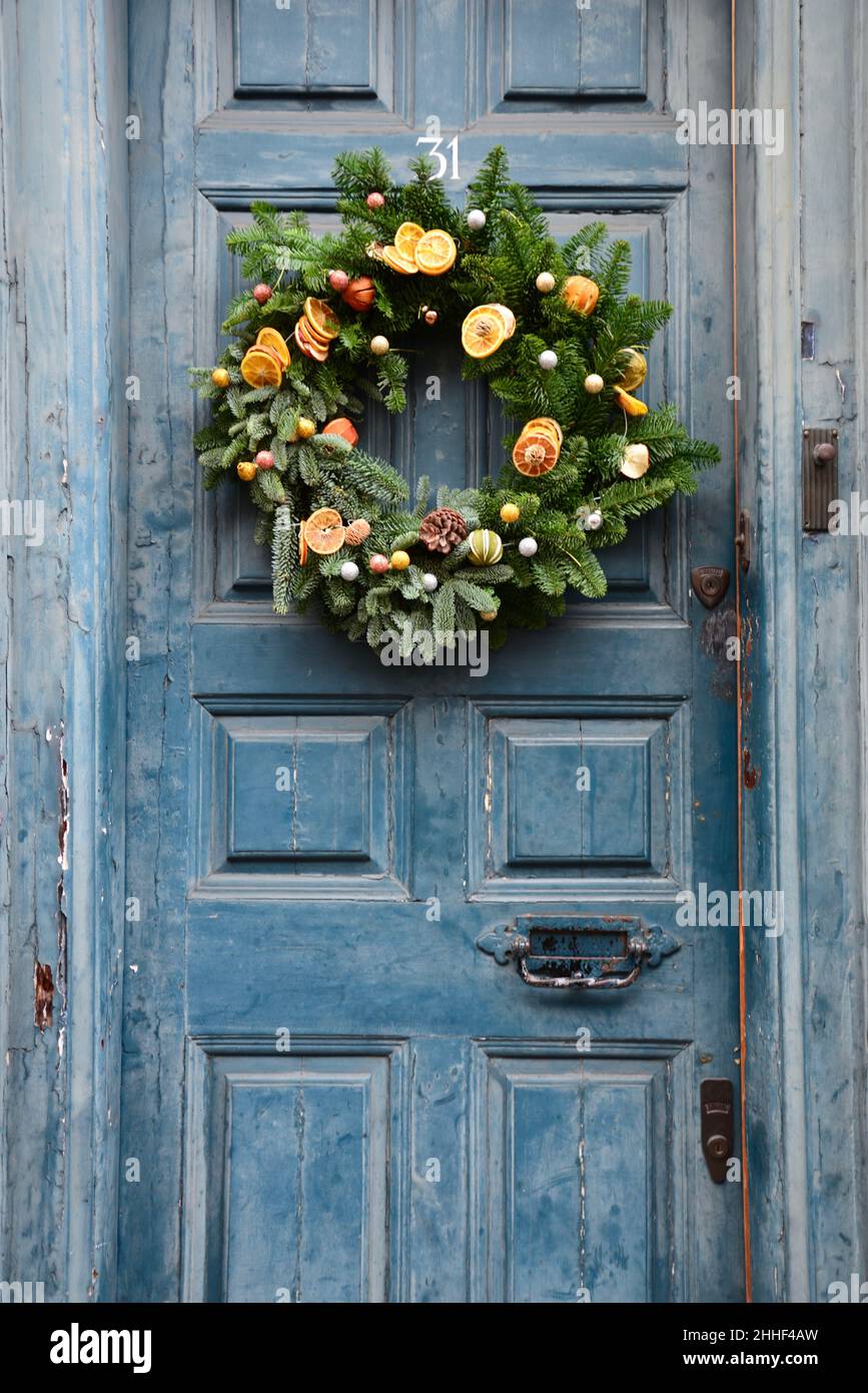 Natale a casa su Fournier Street, Spitalfields, Londra Foto Stock