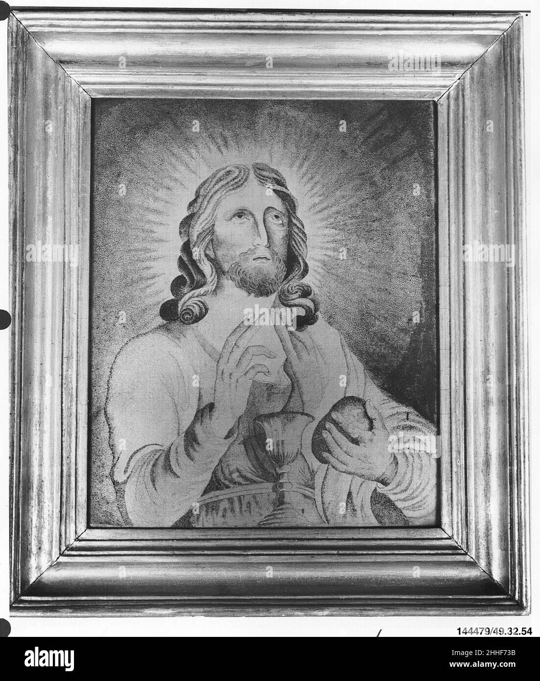 Gesù benedice il pane e il vino prima metà 19th secolo britannico. Gesù benedice il pane e il vino 227452 Foto Stock