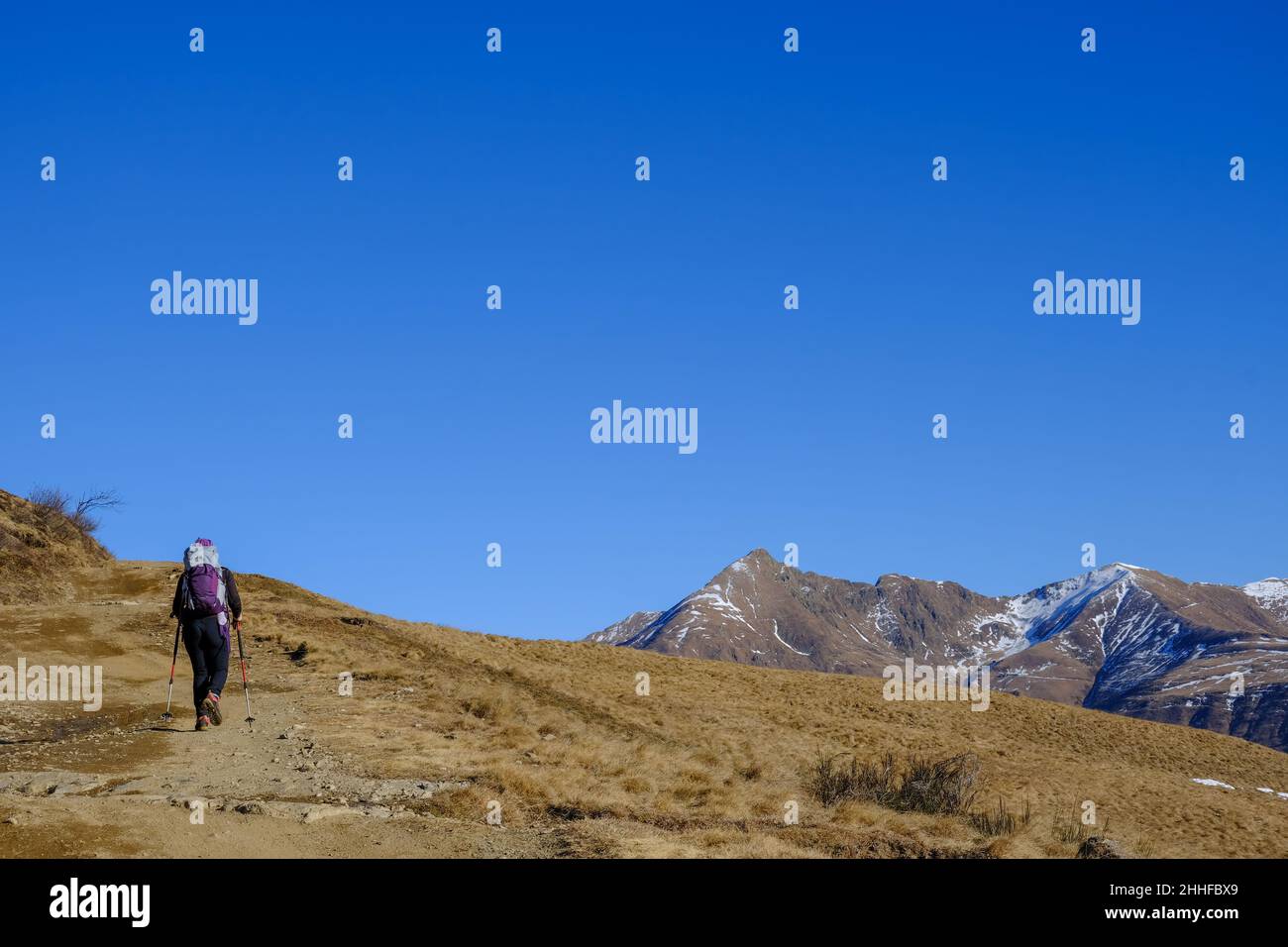 Trekking sulle Alpi svizzere italiane Foto Stock