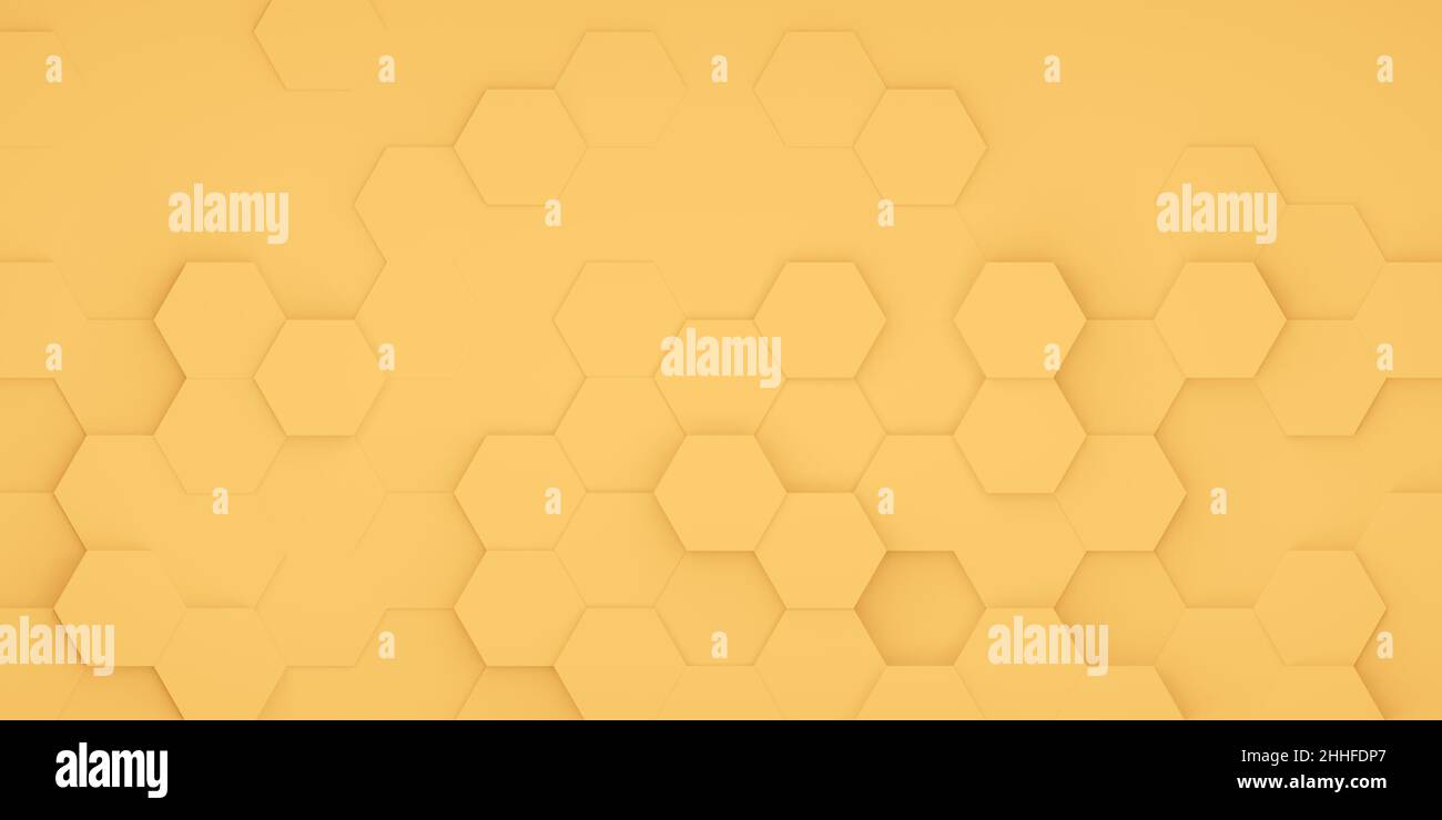 Sfondo arancione astratto con esagoni o nido d'ape, vista piatta dall'alto Foto Stock