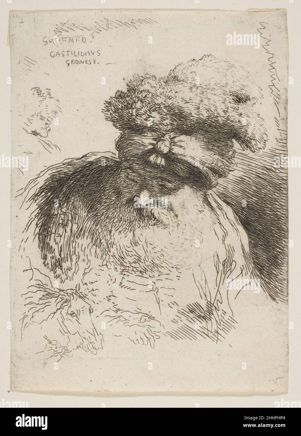 Testa di un vecchio uomo barbuto con un turbante, dalla serie di 'teste piccole in headdress orientale' ca. 1645–1650 Giovanni Benedetto Castiglione (il Grechetto) Italiano. Capo di un vecchio uomo barbuto con un turbante, dalla serie di 'teste piccole in headdress orientale' 393480 Foto Stock