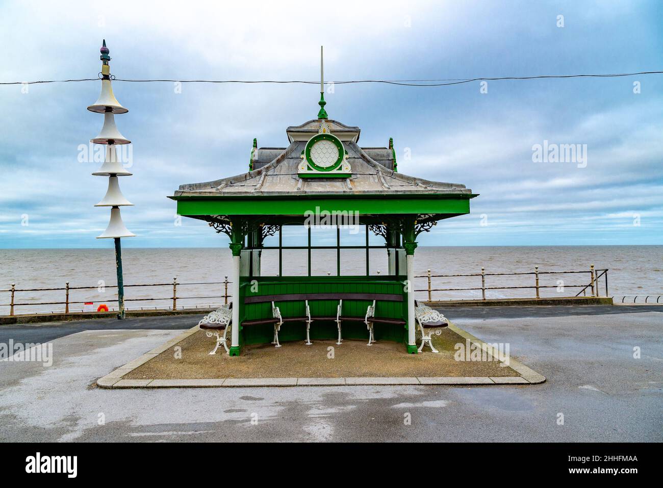 Rifugio mare, North Shore, Blackpool, Lancashire, Regno Unito Foto Stock