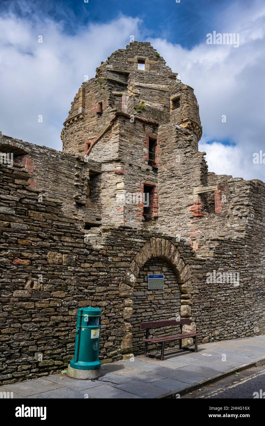 Rovine del Palazzo Vescovile a Kirkwall, sulla Mainland Orkney in Scozia Foto Stock