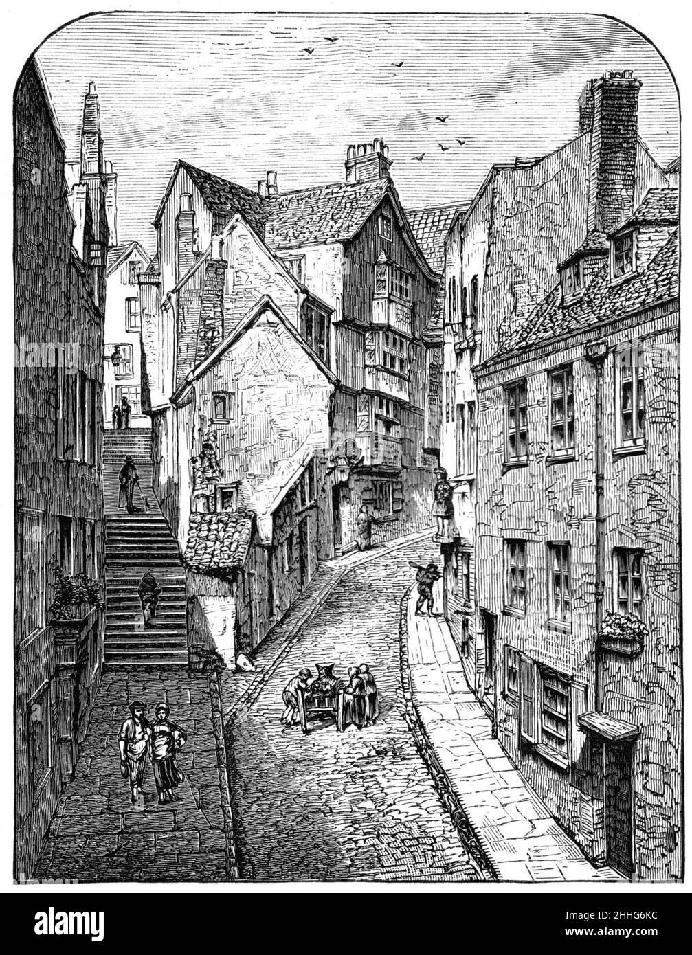 Strada ripida strada antica per Prior's Hill, Bristol. Foto Stock