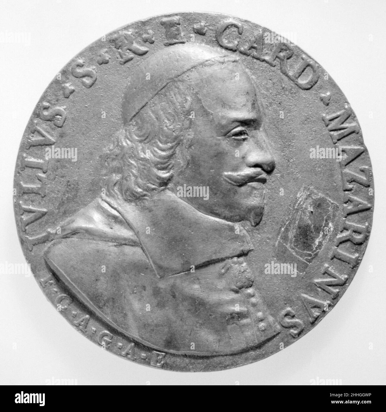 Cardinale Mazarin (1602-61) 17th secolo italiano. Cardinale Mazarin (1602–61). Italiano. 17th secolo. Bronzo, fuso. Medaglie e Plaquettes Foto Stock