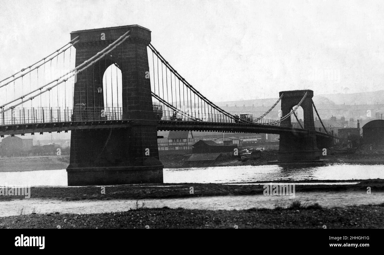 Scotswood Suspension Bridge, 20th gennaio 1927. Foto Stock