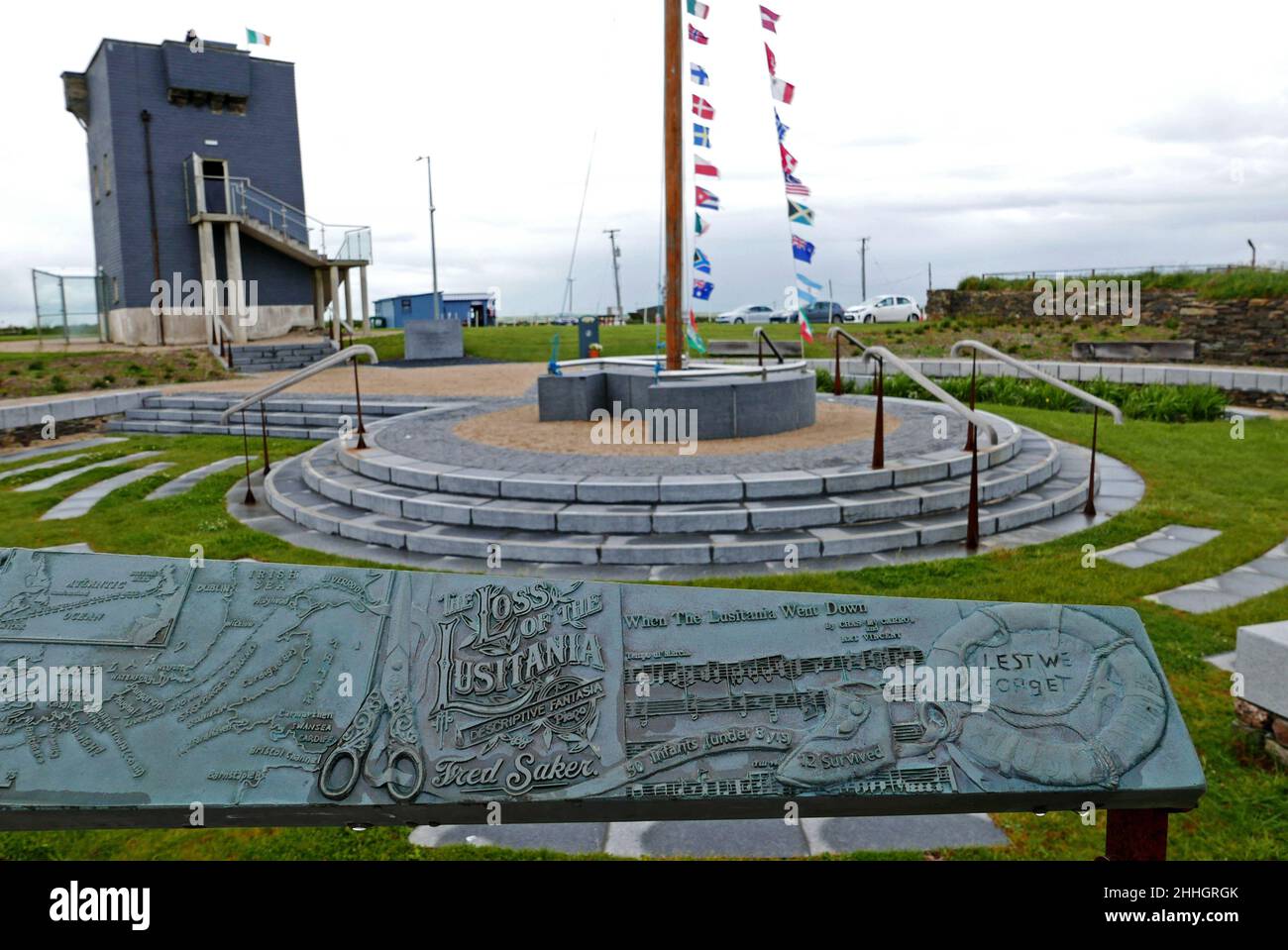 Lusitania Memorial Garden, Old Head of Kinsale, contea di Cork, provincia di Munster, Repubblica d'Irlanda, Europa Foto Stock