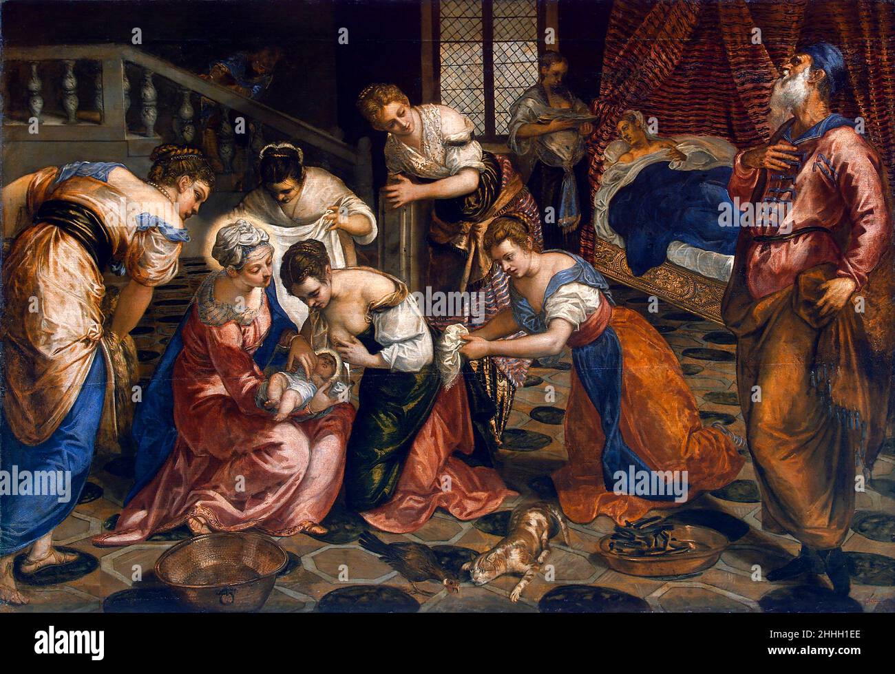 Tintoretto. Dipinto intitolato 'la nascita di San Giovanni Battista' di Jacopo Tintoretto (c.1518-1594), olio su tela, 1550s Foto Stock