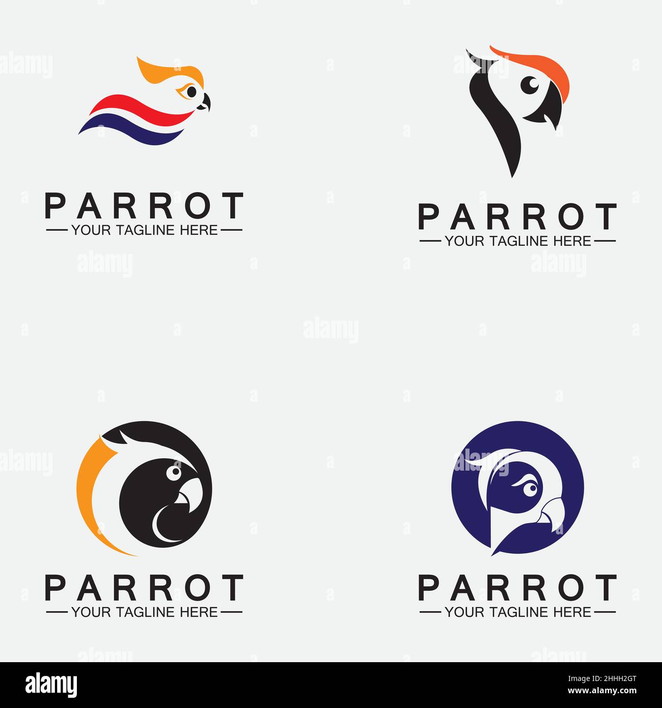 Impostare il modello vettoriale del disegno del logo Parrot Illustrazione Vettoriale