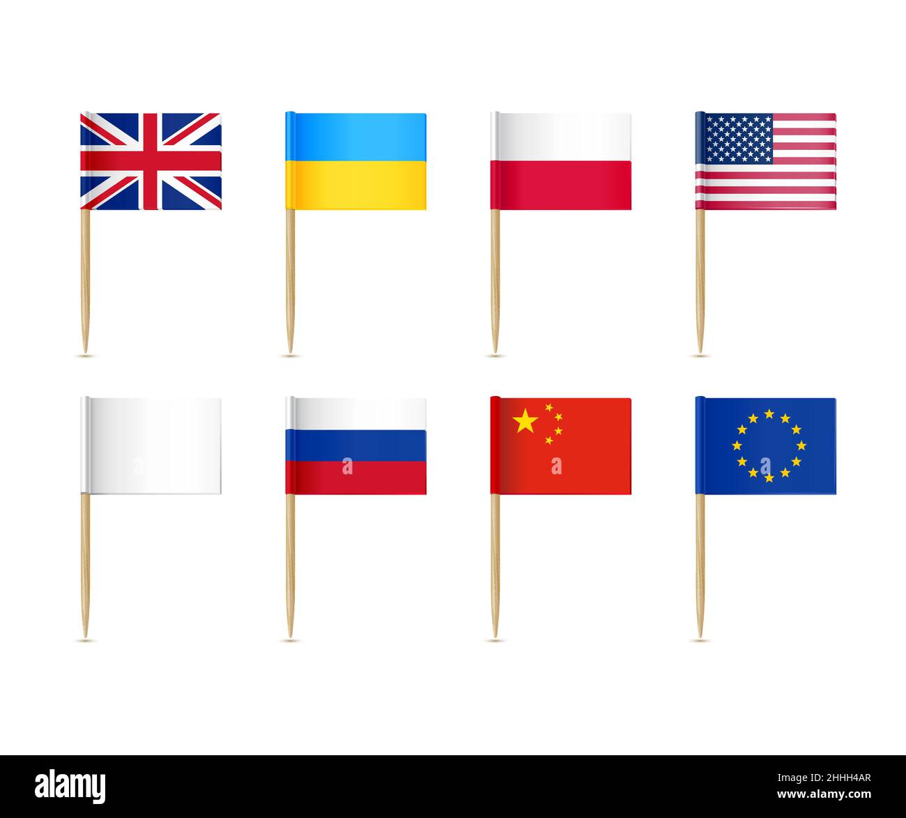 Toothpick bandiere set Ucraina Regno Unito Polonia Illustrazione Vettoriale