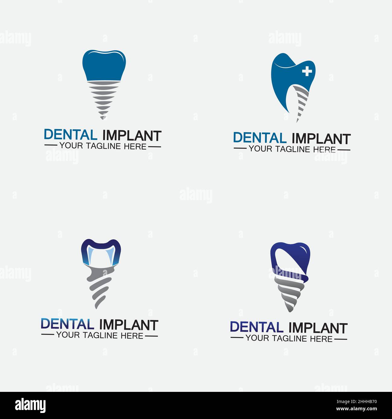 Set Dental Implant logo Vector designs concept , Dental Clinic &Care logo template Illustrazione Vettoriale