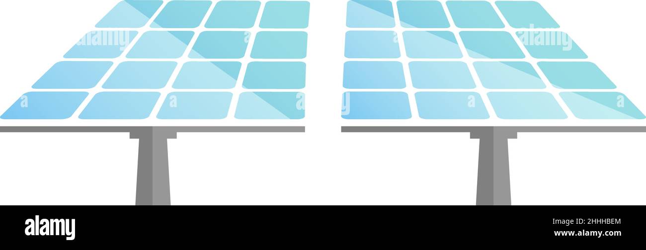 semplice simbolo di impianto solare, sistema fotovoltaico isolato su sfondo bianco, illustrazione vettoriale Illustrazione Vettoriale