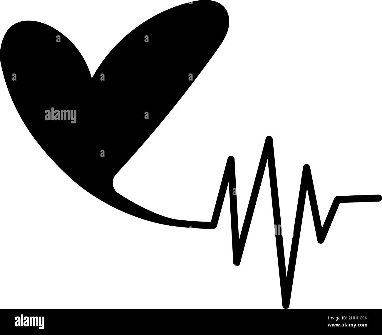 Lifeline Heart Glyph icona vettore Illustrazione Vettoriale