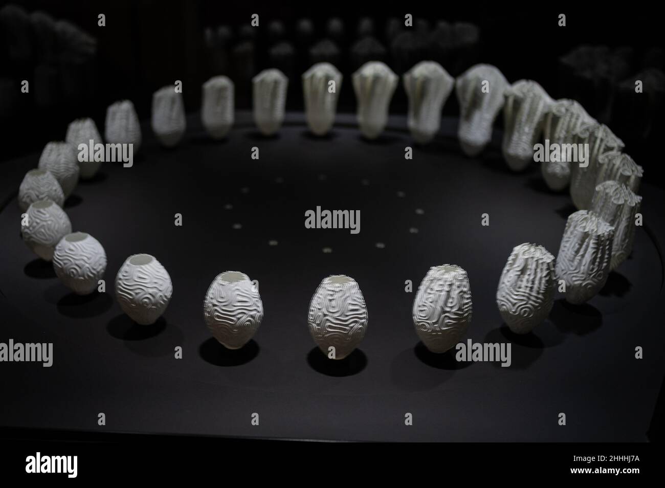 Zoetrope generativo creato con modelli tridimensionali stampati. Print3D Itinerario mostra sui numerosi usi della stampa del 3D, tra cui lui Foto Stock