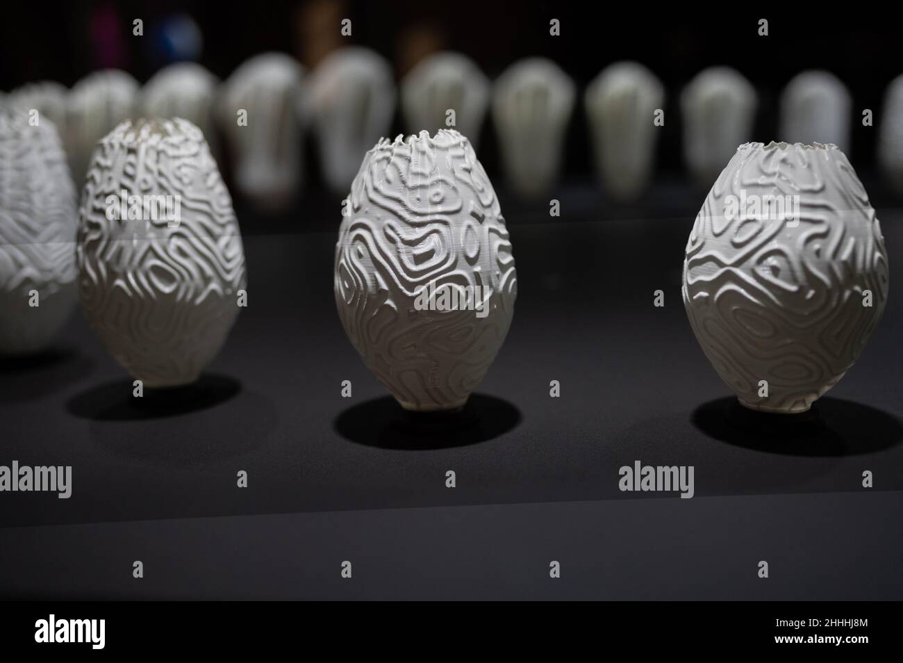 Zoetrope generativo creato con modelli tridimensionali stampati. Print3D Itinerario mostra sui numerosi usi della stampa del 3D, tra cui lui Foto Stock