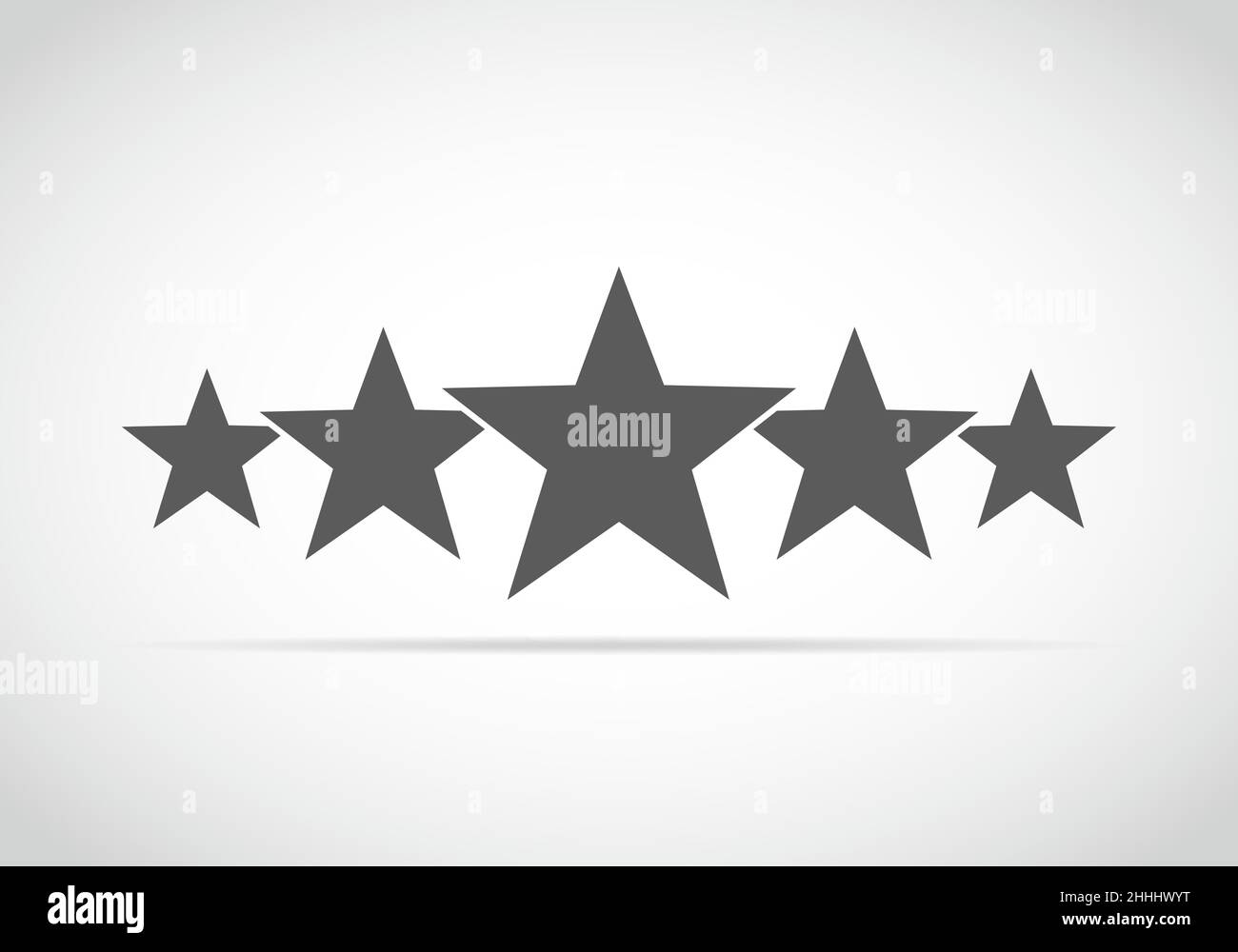 Icone grigie di stella. Cinque stelle in design piatto. Illustrazione vettoriale. Semplice segno a stella. Illustrazione Vettoriale