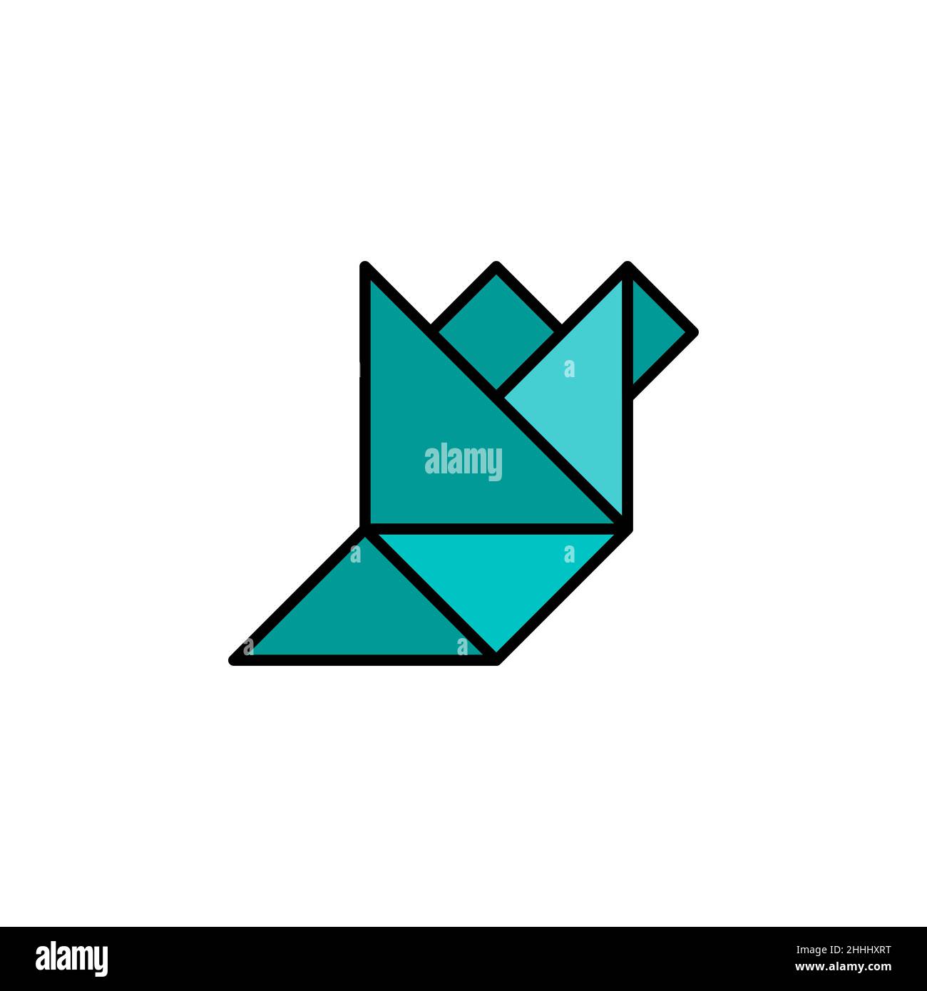 Icona vettore uccello Origami. Segno piatto a colori per concetto mobile e web design. Icona di carta d'uccello semplice. Simbolo, illustrazione del logo. Pixel Perfect ve Illustrazione Vettoriale