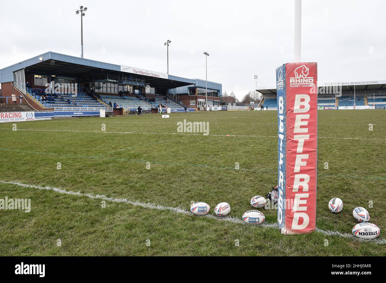 Featherstone, Inghilterra - 23 Gennaio 2022 - General view Before the Rugby League Pre-Season friendly Featherstone Rovers vs Wakefield Trinity al Millenium Stadium, Featherstone, UK Dean Williams Foto Stock