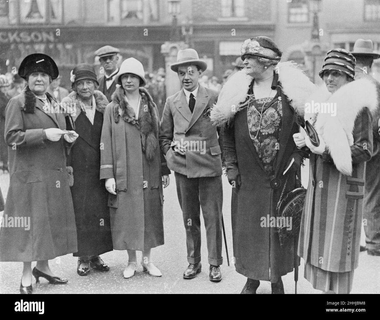 Alla conferenza sindacale di Scarborough del 1925 sono raffigurati: la sig.ra Clynes, la sig.ra parker, la sig.ra parker, il sig. Lamb, Frances Daisy Greville la contessa di Warwick e la sig.ra Bramley.settembre 1925. Foto Stock