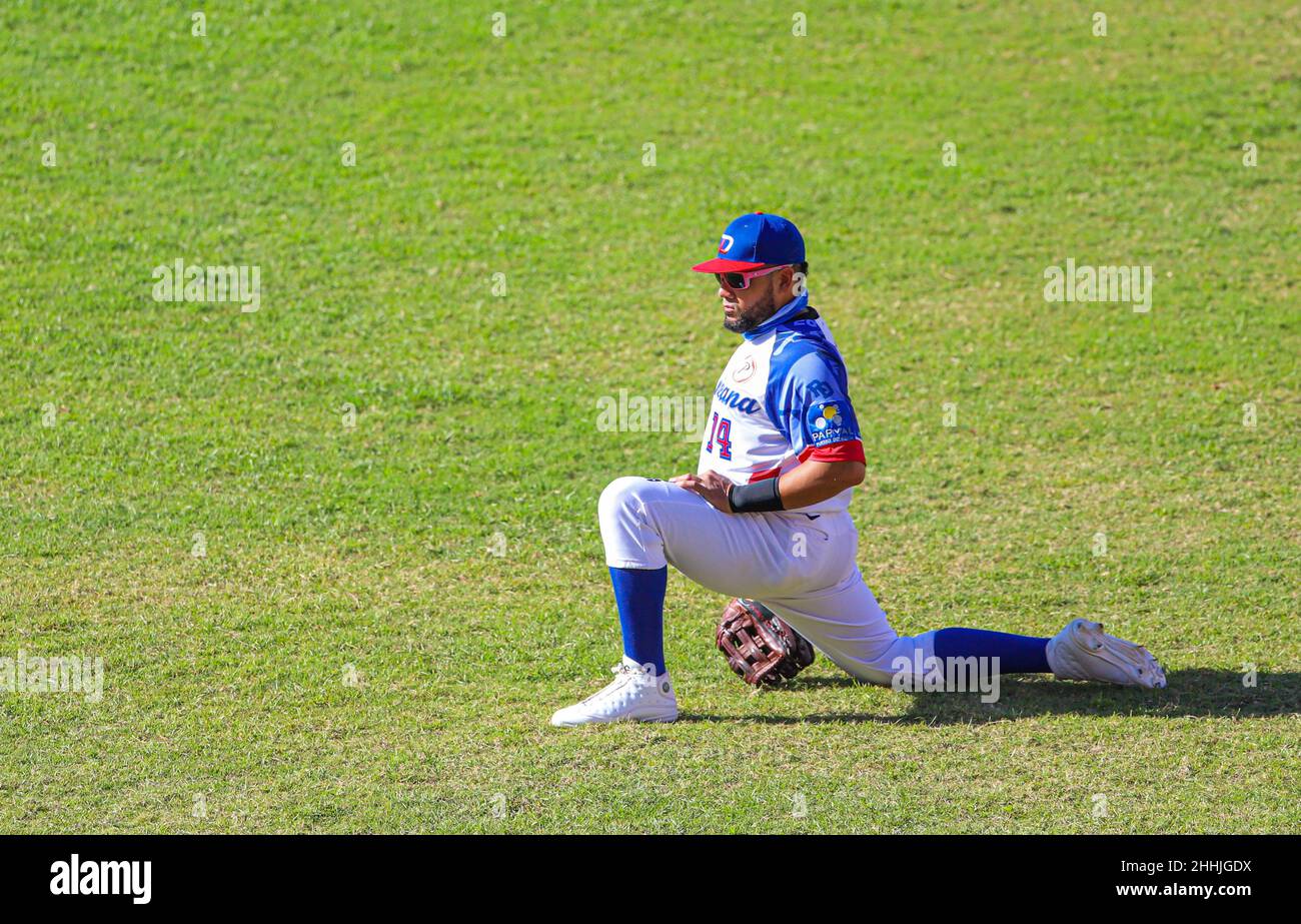 MAZATLAN, MESSICO - FEBBRAIO 05: Meljy Cabrera di Las Aguilas Cibaeñas , durante una partita tra Repubblica Dominicana e Panama come parte della Serie del Caribe 2021 allo Stadio Teodoro Mariscal il 5 Febbraio 2021 a Mazatlan, Messico. (Foto di Luis Gutierrez/ Norte foto) Foto Stock