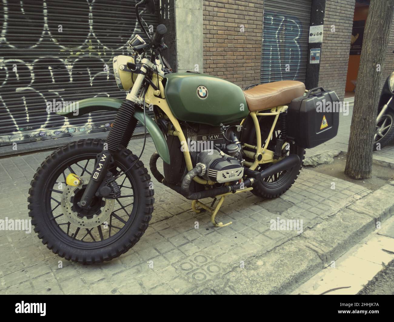 Vecchia BMW R45 moto modificato stile Cafe Racer Foto Stock