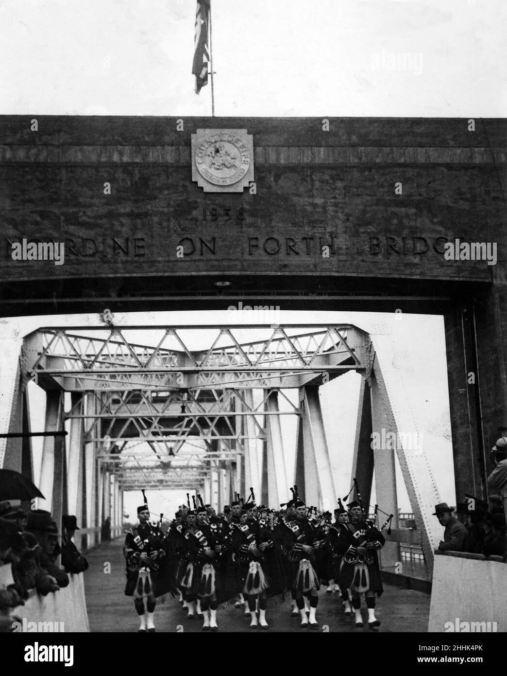 Apertura di Kincardine sul Forth Bridge da parte dei governatori delle contee di Fife, Stirling e Clackmannanshire. 30th ottobre 1936. Foto Stock