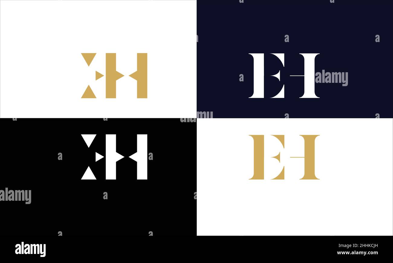 EH, HE Abstract Letters Logo MONOGRAMMA Illustrazione Vettoriale