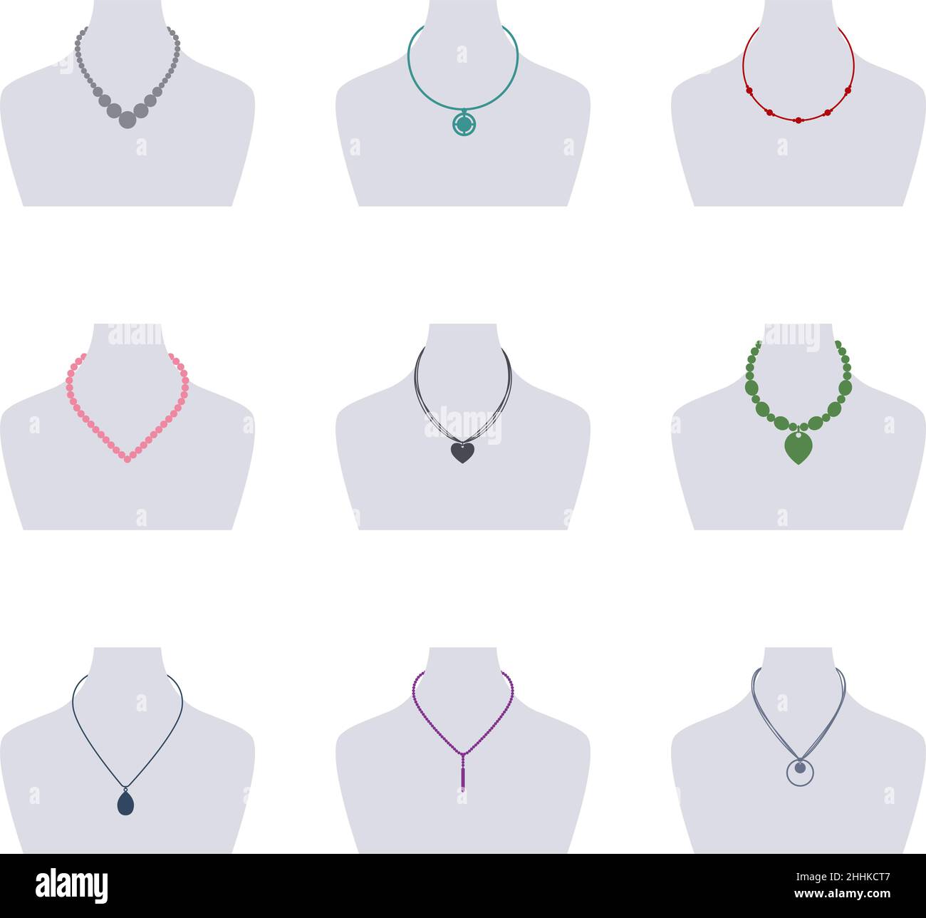 Set di collane da donna, illustrazione vettoriale Illustrazione Vettoriale