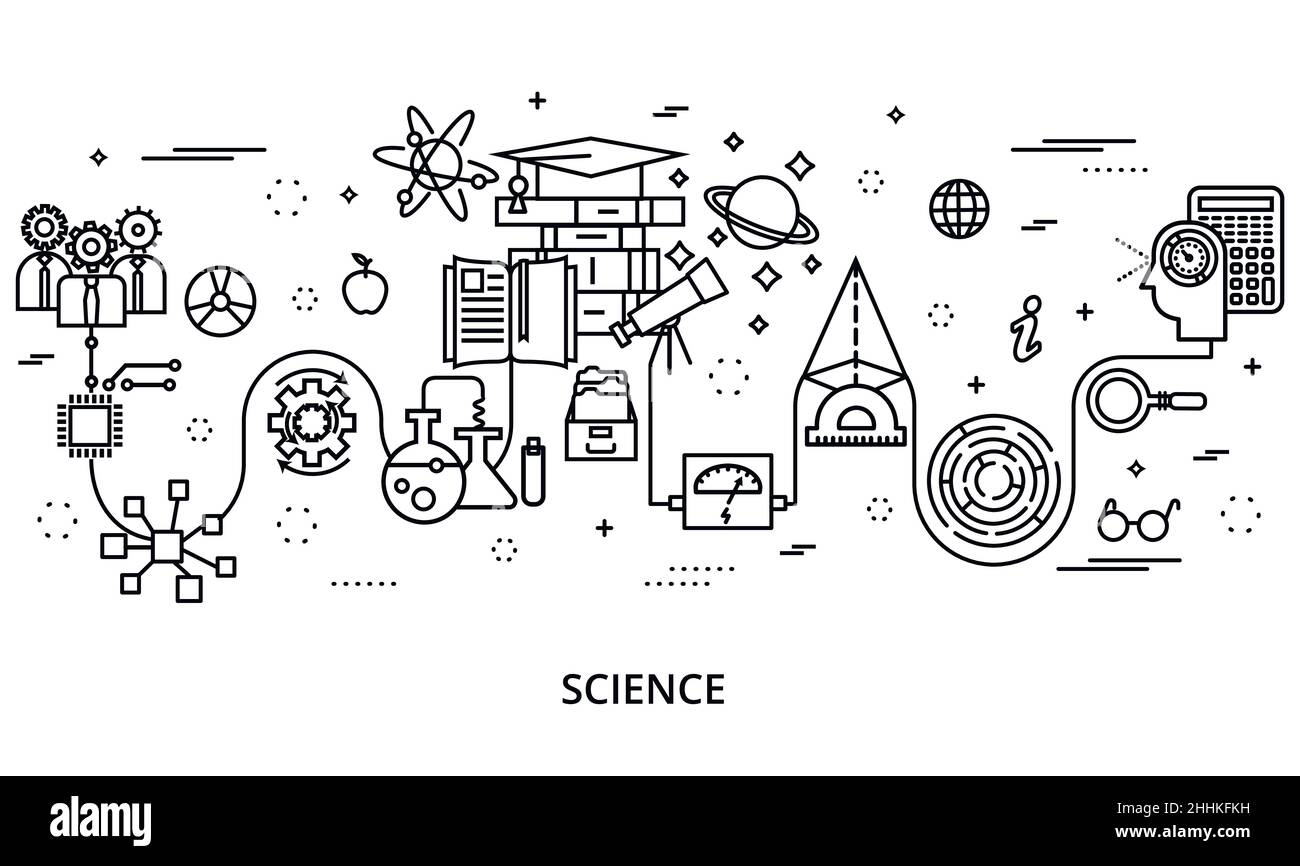 Moderna illustrazione vettoriale di linea modificabile, concetto di sviluppo scientifico, per grafica e web design Illustrazione Vettoriale