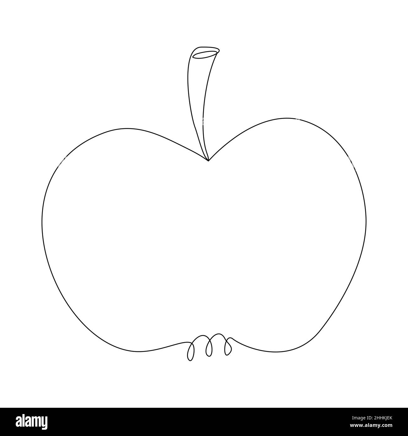 Silhouette di Apple in linea stile artistico. Mela intera in contorno semplice. Vettore minimalista linea continua trafilato frutto Illustrazione Vettoriale
