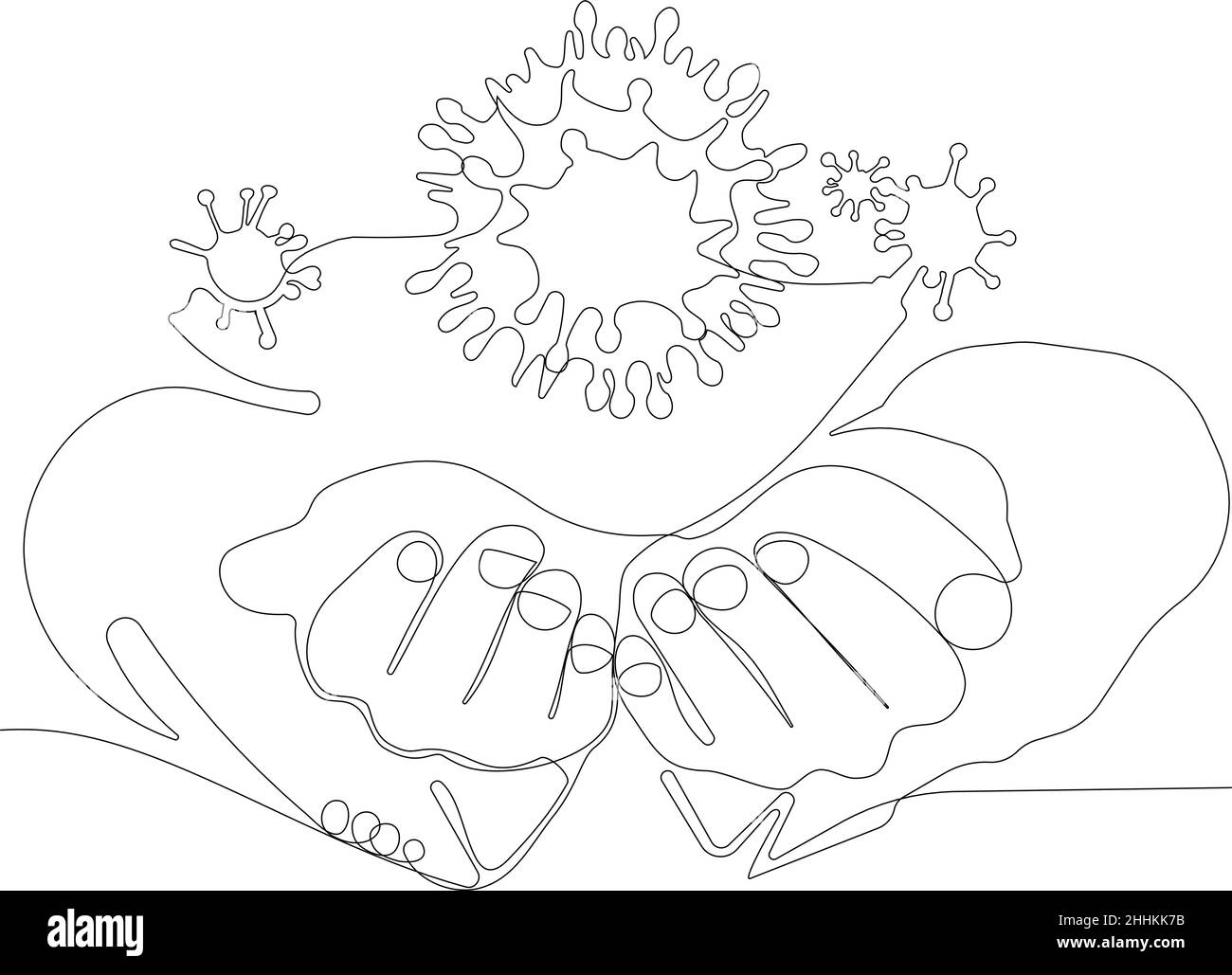 Mano maschile mettendo un segno Sars Covid-19 Illustrazione Vettoriale